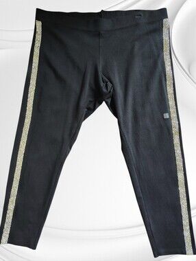 Express Black Cropped Leggings with Sparkle Side Stripe NWT